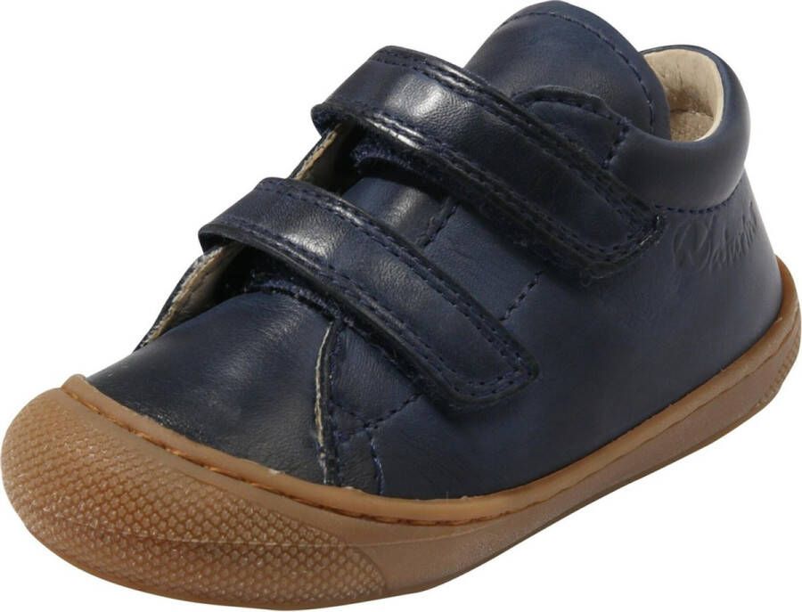 Naturino Cocoon velcro's bumper effen lederen sneakers Navy bruin