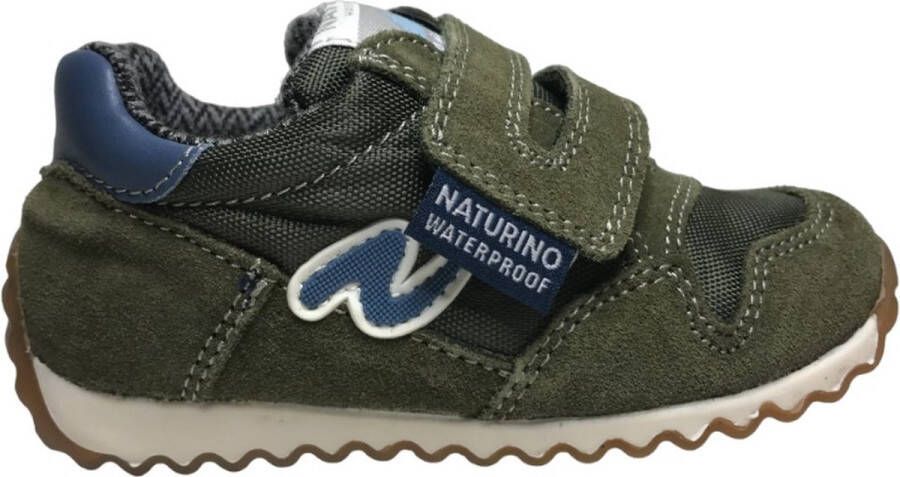 Naturino Waterproof Sammy velcro blauwe logo warme sportieve lederen sneakers groen