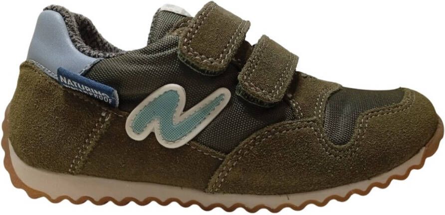 Naturino Waterproof Sammy velcro licht blauwe logo warme sportieve lederen sneakers groen