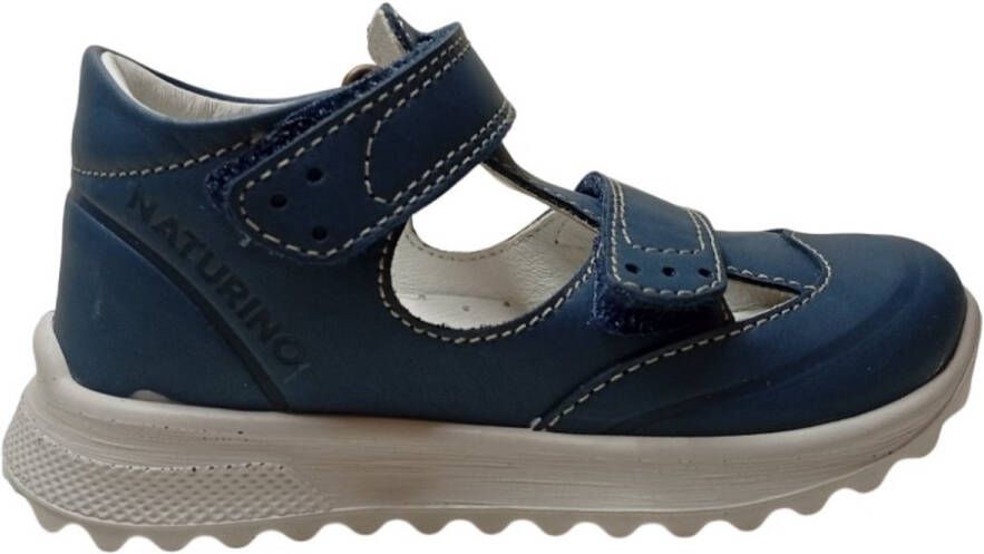 Naturino Yuky Velcro's effen lederen gesloten sandalen blauw
