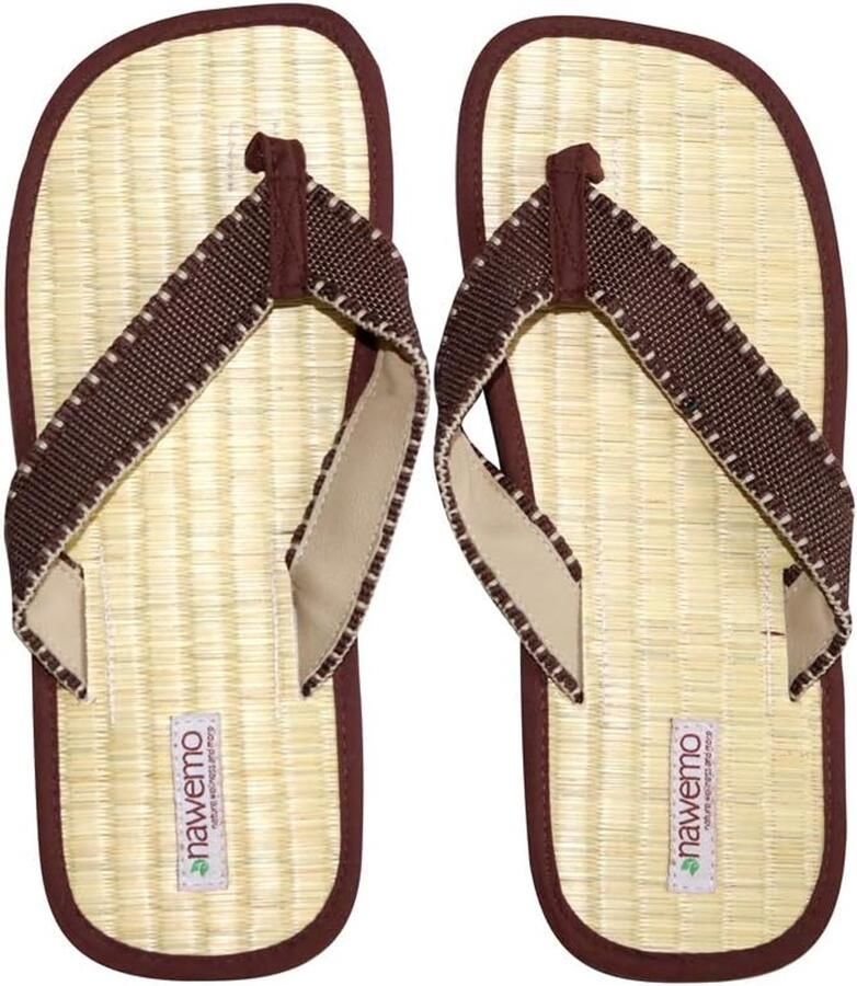 Nawemo Bruine Leren Slippers met Katoenen Voering