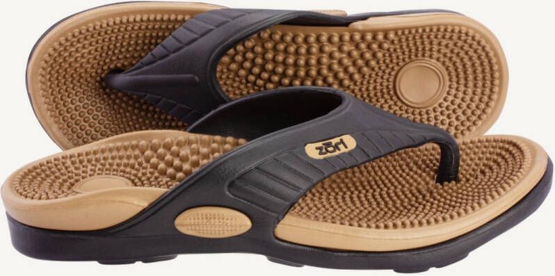 Neat Feat Neatfeat- Zori Slippers Zwart Cognac Ultiem steunzoolcomfort