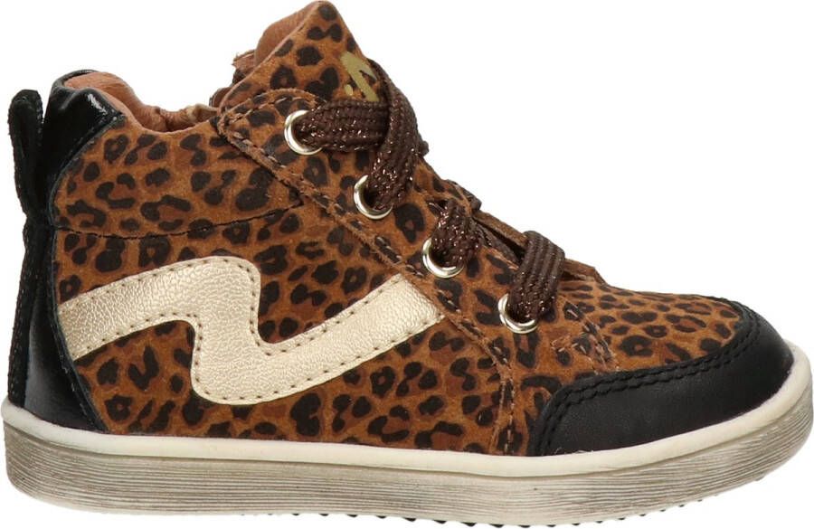 Nelson Kids suède sneakers met panterprint bruin