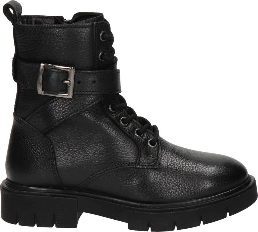Nelson Kids leren veterboots zwart Meisjes Leer Effen 36