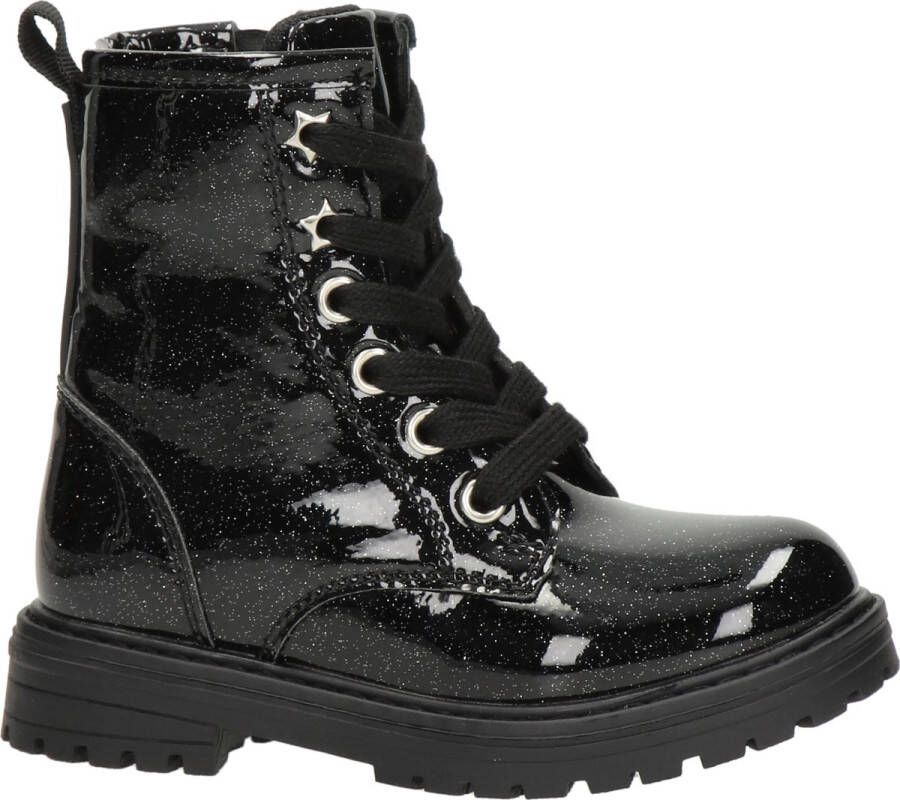 Nelson Kids lak veterboots met glitters zwart 29