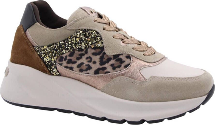 Nerogiardini Leren Dames Enkellaarzen met Veters en Ritssluiting Beige Dames
