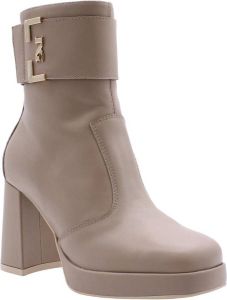 Nerogiardini Leren Enkellaarzen met Ritssluiting voor Dames Beige Dames