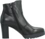 Nerogiardini Zwarte leren enkellaars voor dames met rits en elastiek Zwart Dames - Thumbnail 1