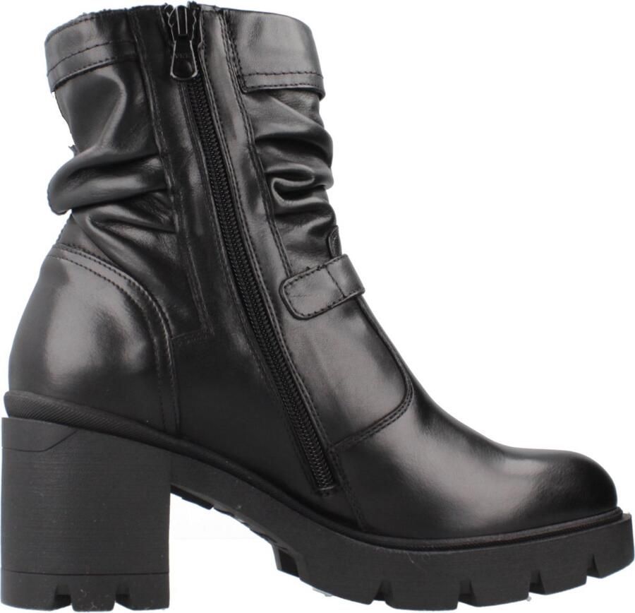 Nerogiardini Zwarte leren enkellaarsjes met gesp en rits Black Dames - Foto 2