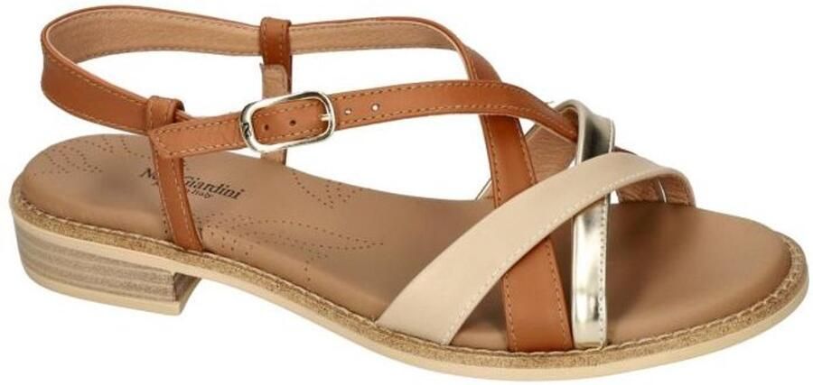 NeroGiardini Platte sandalen Tamigi T.Brill Platino 6074 Armenia Cognac Tr Beva