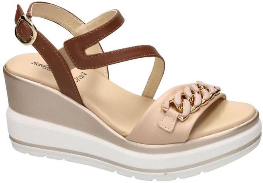 NeroGiardini Sandalen met sleehak Armenia Cuoio Poli.Ussita 42695 Bi