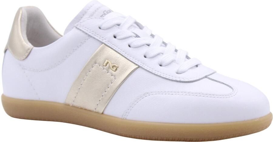 Nerogiardini Witte leren sneakers met gouden details White Dames