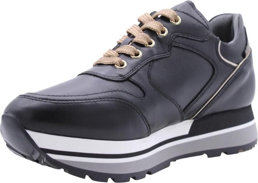 Nerogiardini Leren Dames Sneakers met Vetersluiting Zwart Dames