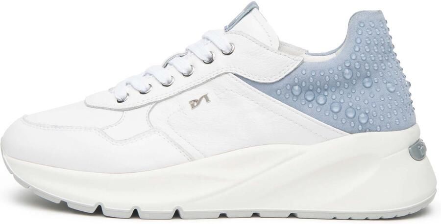 NeroGiardini Cile Bianco Velour Fiordaliso Nappa Lux Celeste 21 Sneaker Fashion Wear Vrouwen