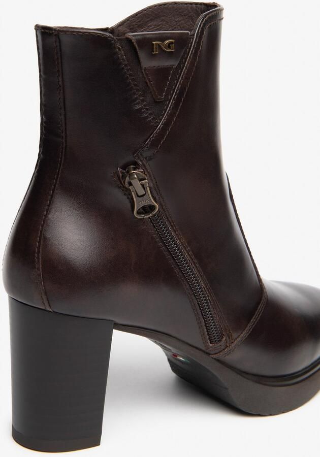 NeroGiardini Dames enkellaars met hak I617264D-301 Donkerbruin leer