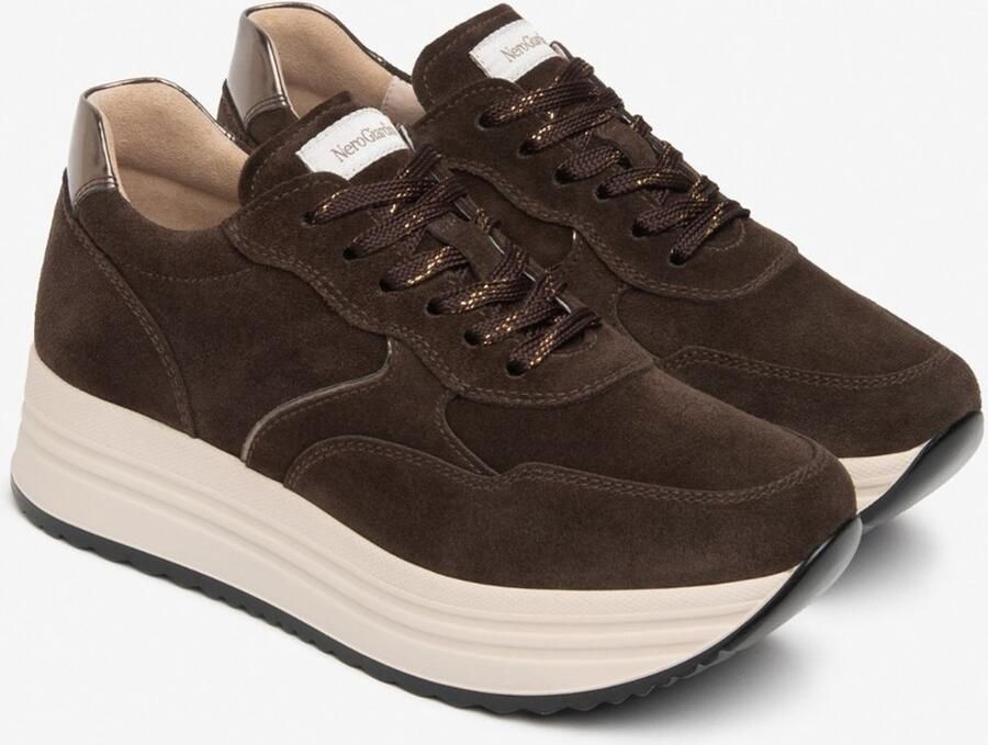 NeroGiardini Sneaker Arold Colo T.Crom Taupe Grijs Pu.Evora B16495 Fashion Wear Vrouwen