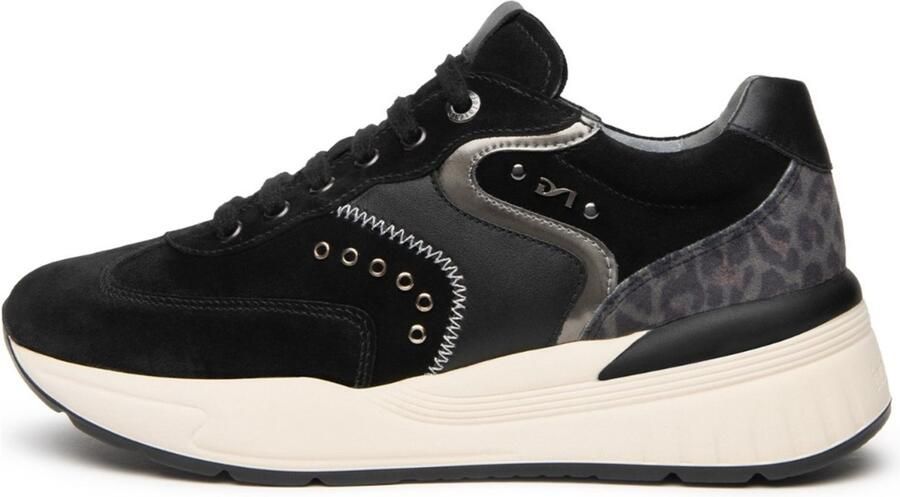 NeroGiardini Sneaker Arold Fluwelen Handschoen Glanzend Antraciet Regenmotief 1 Fashion Wear Vrouwen