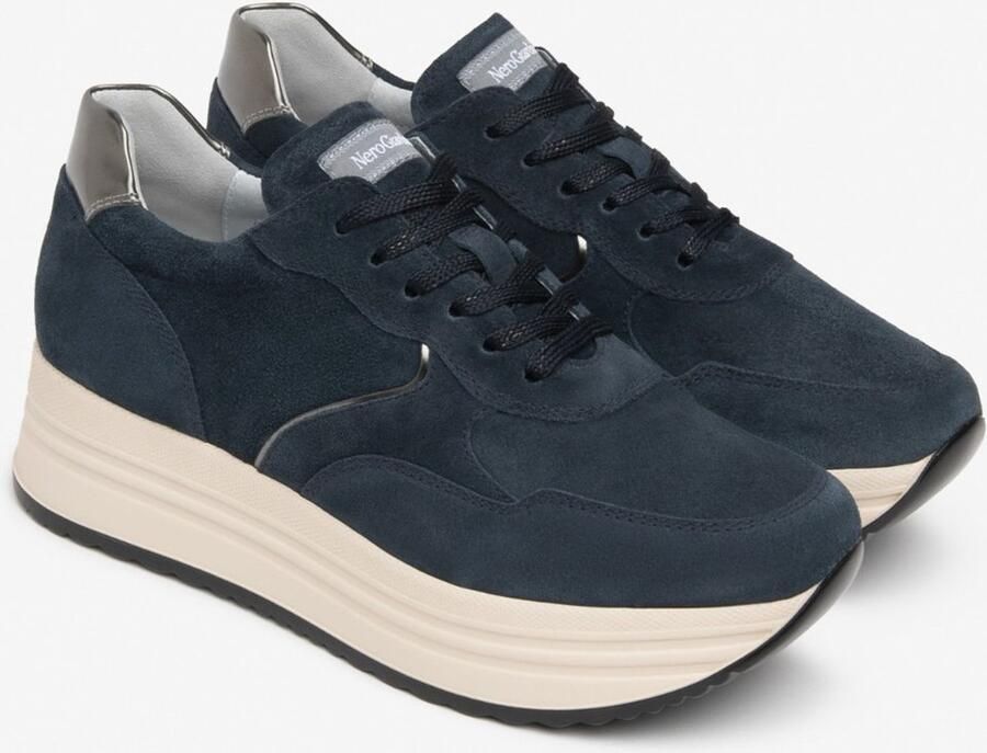 NeroGiardini Sneaker Velour 225 T.Brill Antraciet Pu.Evora B16495 Fashion Wear Vrouwen
