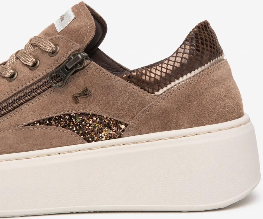 NeroGiardini Sneaker Velour T.Glitter Gr.Top Bruin Turandot Malto 1 T.Bri Fashion Wear Vrouwen