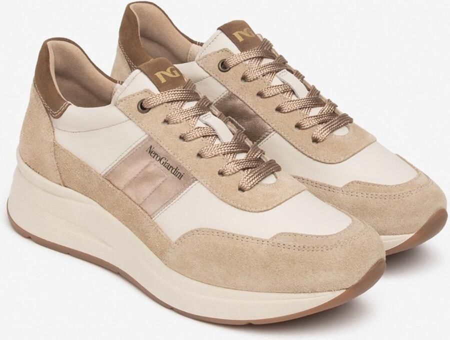 NeroGiardini Sneaker Velour Velvet Milk 1039 Lunare Taupe Grijs Velour Malt Fashion Wear Vrouwen