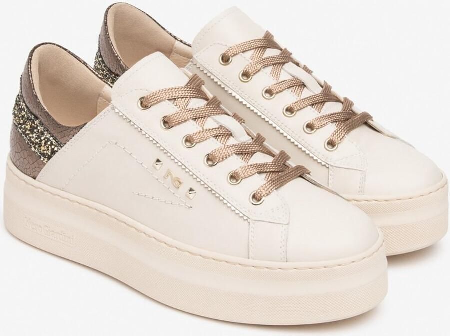 NeroGiardini Sneaker Velvet 1039 Crack 2137 Taupe T.Glitter Gr.Top Sab Fashion Wear Vrouwen