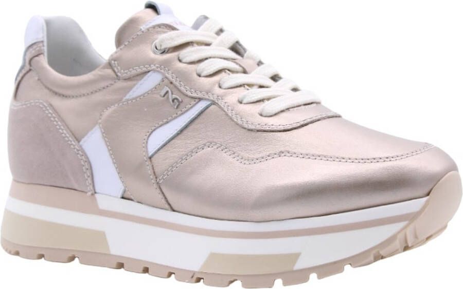 Nerogiardini Bronzen Gelamineerde Leren Sneaker Brown Dames