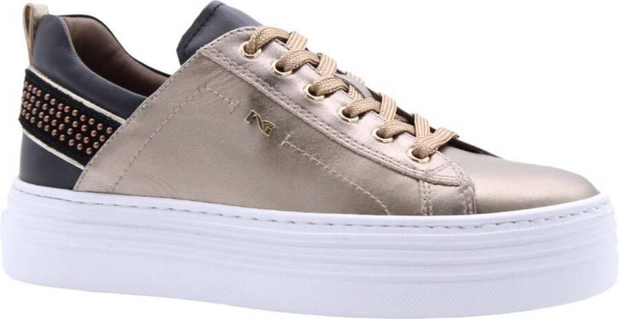 Nerogiardini Bronzen Gelamineerde Leren Sneaker Brown Dames