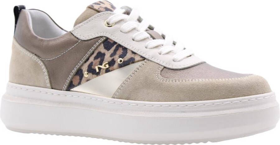 Nerogiardini Bronzen Gelamineerde Leren Sneaker Brown Dames