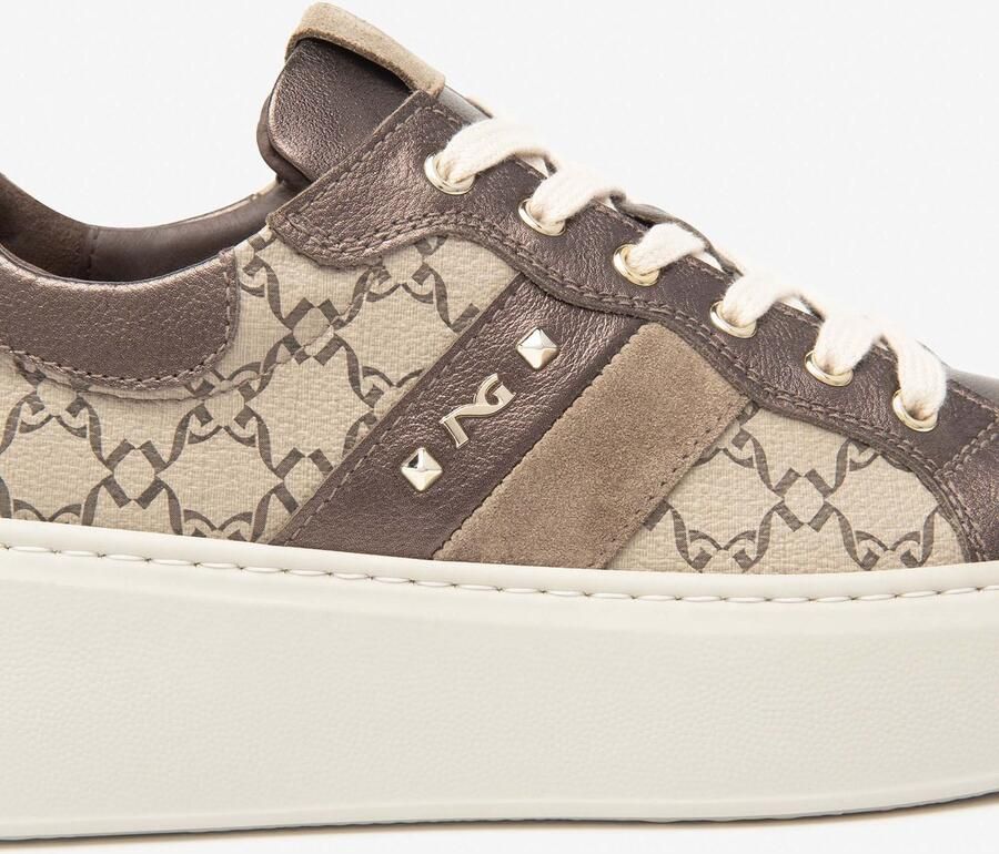 NeroGiardini Omega Sneaker T.Giove Ecru T.Moro Arold Pu.Guate Streetwear Vrouwen