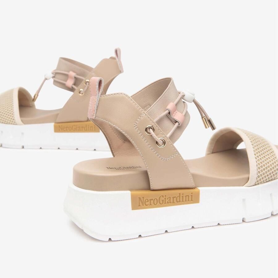 NeroGiardini Sandalen T.At1610 687 Tamigi Linnen Elastiek Lichtbijige T.Ne Fashion Wear Vrouwen - Foto 2