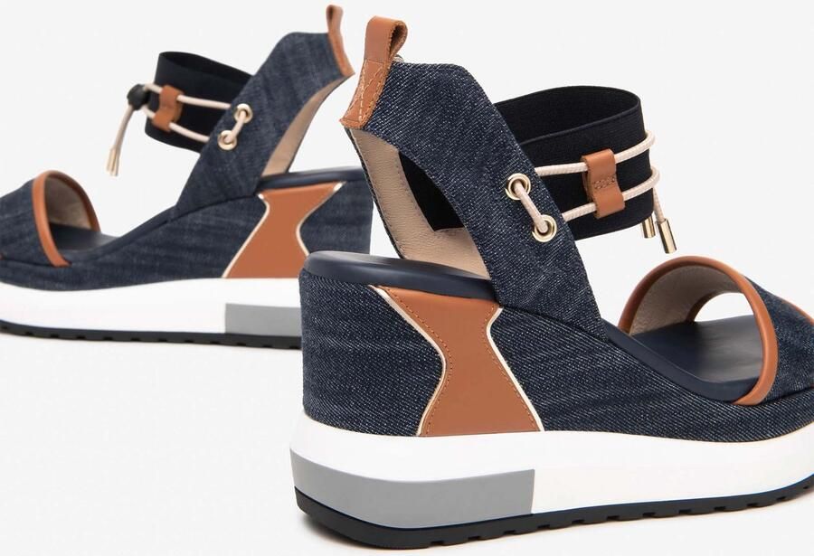 NeroGiardini Sandals T.Tinto 9 Armenia Cognac Elastic Blue Poli.Milena Streetwear Vrouwen