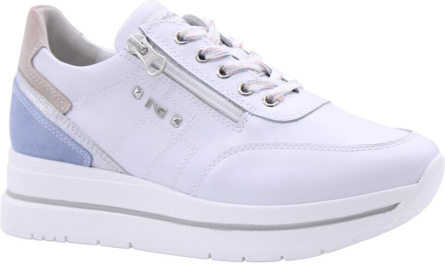 NeroGiardini Lage Sneakers Skipper Zouk Silver Velour Fiordaliso Velour Femme