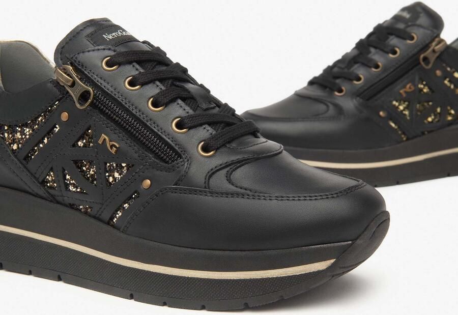 NeroGiardini Sneaker Black Glove T.Glitter Gr.Top Sab Etoile Miele Tr C Streetwear Vrouwen