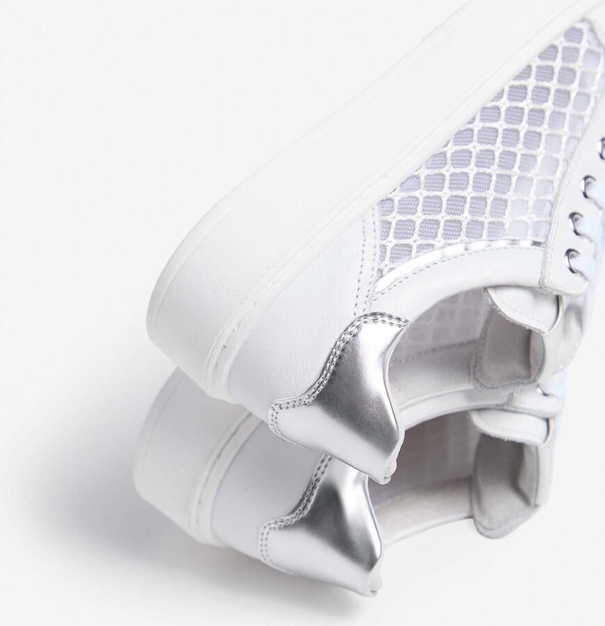 NeroGiardini Sneaker Perseo T.Palladium Net Bian T.Brill Argento Tr Del Fashion Wear Kinderen