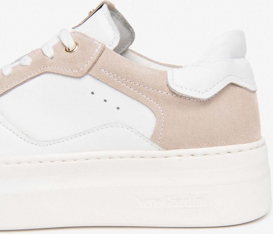 NeroGiardini Sneaker Velour Cile Wit Pu.Monod.Fiumara L18 Fashion Wear Vrouwen