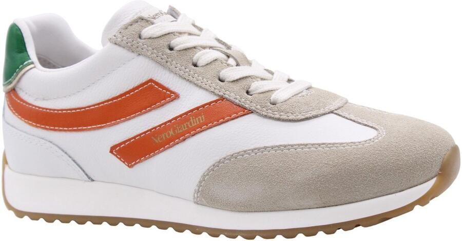 NeroGiardini Sneaker Velour Dollarino Bianco Nappa Pandora Carota Fashion Wear Vrouwen