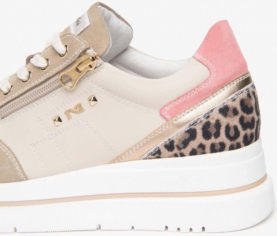 NeroGiardini Sneaker Velour Velvet Milk 1039 T.Aida Leo Beige+Iri Nettu Fashion Wear Vrouwen