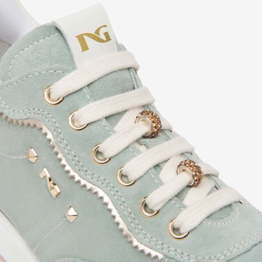 NeroGiardini Sneaker Velour Velvet Osso 0100 T.Brill Platino 6074 Tr Co Fashion Wear Vrouwen