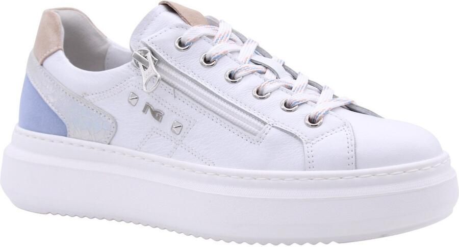 NeroGiardini Sneakers Cile Zouk Silver Velour Fiordaliso Femme Pu Fashion Wear Vrouwen