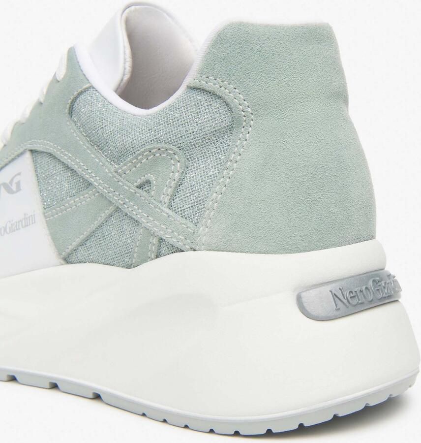 NeroGiardini Sneakers Velour T.Lino Lurex 06 Aspa Skipper Bianco Pu.Bide Fashion Wear Vrouwen