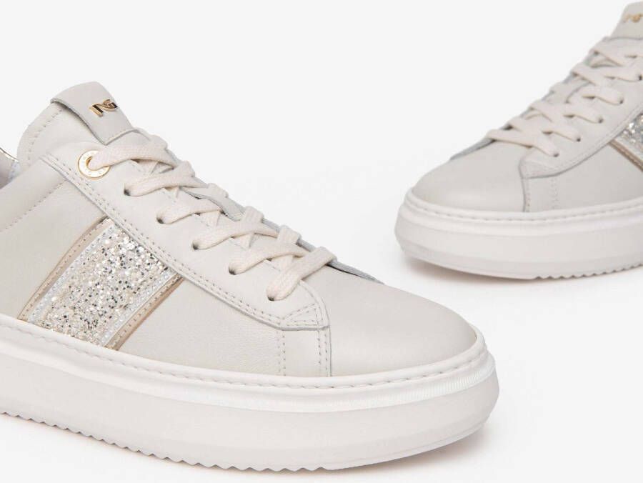 NeroGiardini Sneakers Fluweel Osso 0100 T.Glitter Gr.910 625 T.Brill Plat Streetwear Vrouwen