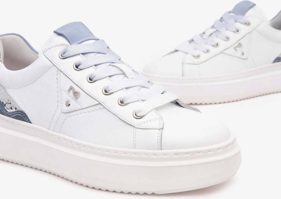 NeroGiardini Sneakers Cile Wit Velours Avio Blade Zilver Velours Fiord Streetwear Vrouwen