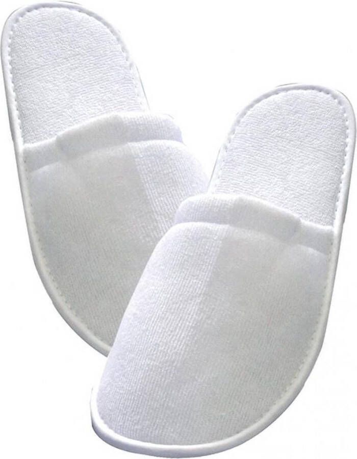 Nesto's Hotel Slippers Wegwerp Pantoffels Gasten Sloffen Sauna Wellness Spa Badstof Gesloten Neus Wit - Foto 1