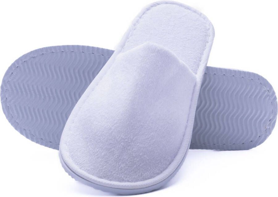 Nesto's Hotel Slippers Wegwerp Pantoffels Gasten Sloffen Sauna Wellness Spa Badstof Gesloten Neus Wit