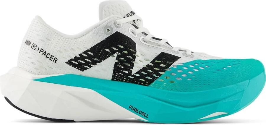 New Balance FuelCell SuperComp Pacer V2 WS Hardloopschoenen Wit Cyber Jade Zwart