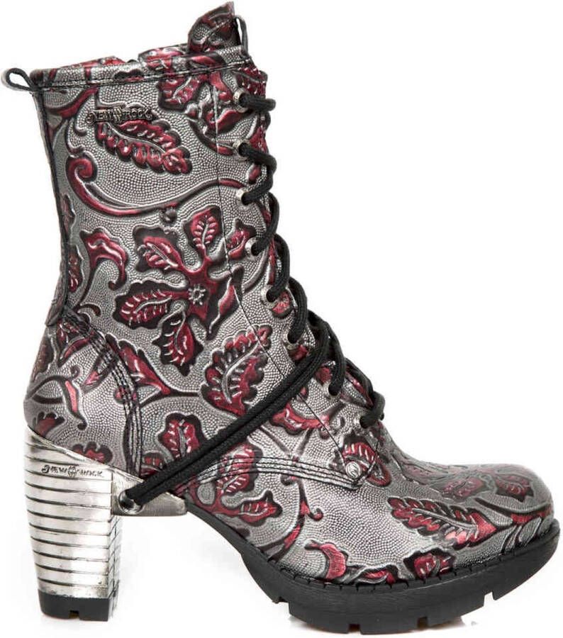 New Rock Enkellaars M-TR001-S6 Zilverkleurig Rood