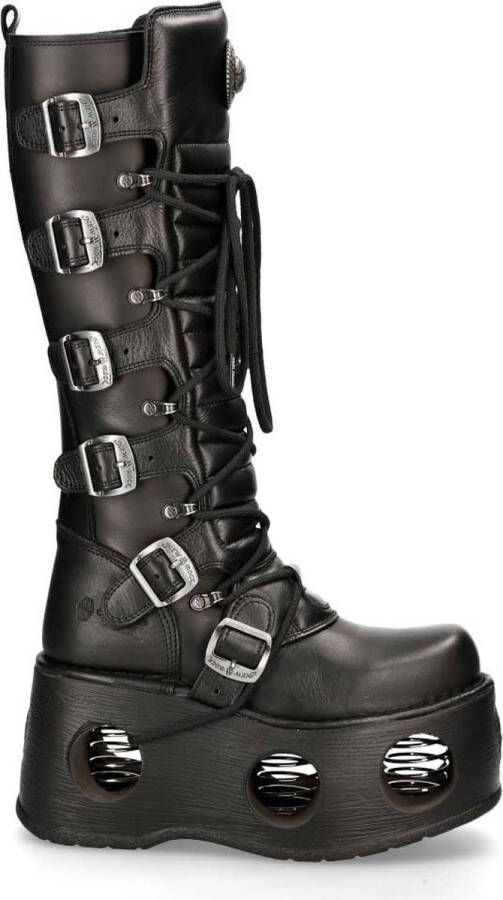 New Rock Laars hoge schoen High Boot M-272-S2 zwart met zool met gaten- Rock Metal 42