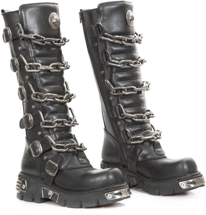 New Rock M-718- Stoere laars met kettingen Zwart