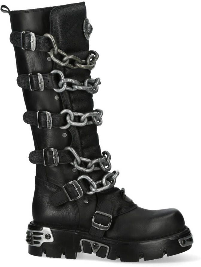 New Rock M-718- Stoere laars met kettingen Zwart