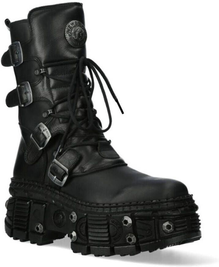 New Rock M-WALL373-S11 Laarzen zwart Leer Heren Gothic Industrial Punk Rock wear